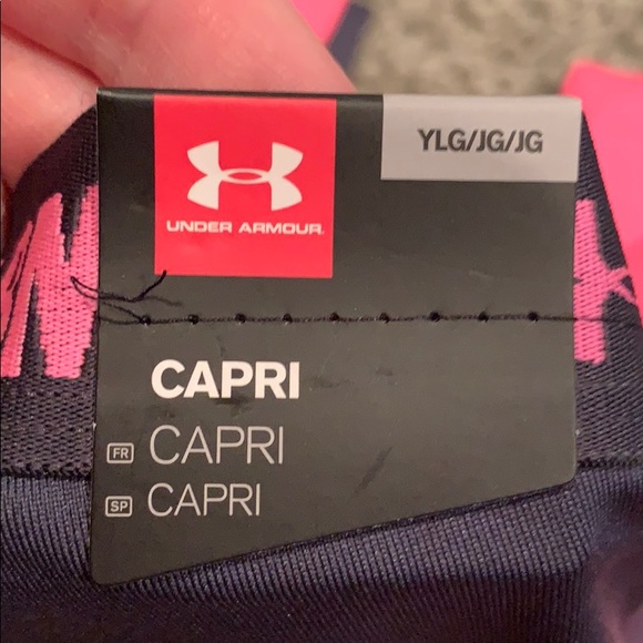 🆕 Girls Under Armour Two Toned Capri Leggings L - Picture 4 of 4